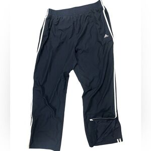 Y2K Adidas Track Pants Mens 2XL Navy Blue Wide Leg Zip Bottom 3 Stripes Pockets